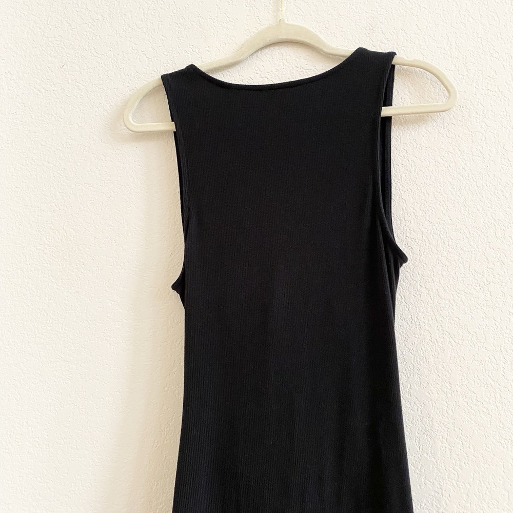Lulus Dress Black Open Front Button Up Stretch Sleeveless‎ Bodycon Midi  XL - Picture 8 of 10
